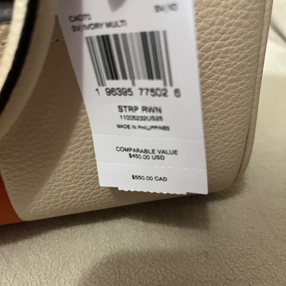 Coach Rowan Satchel Bag Varsity Stripe Silver/Ivory Multi NWT *W/Coach Bag Scarf - Picture 10 of 13